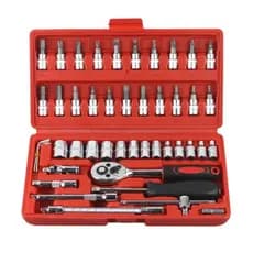 Kit De Ferramentas 46 Peças Jogo De Soquetes Chave Catraca Reversível  Com Maleta Jogo De Ferramentas Completo
