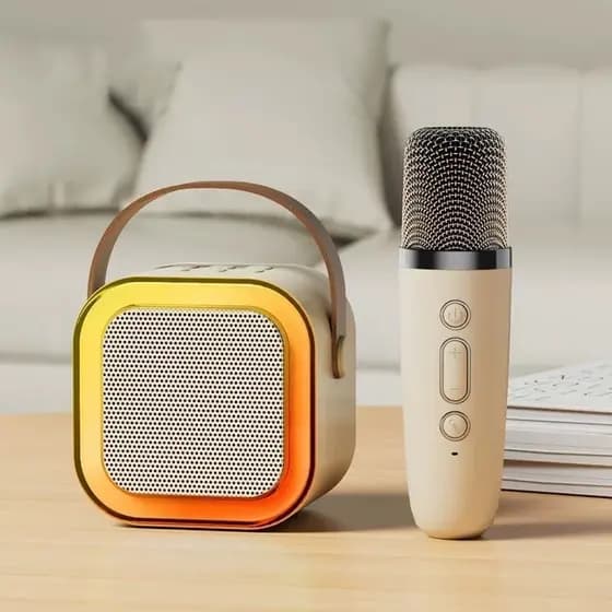 Caixa De Som C/ Microfone Karaokê Brincadeira Família Crianç,Microfone sem fio com alto-falante Bluetooth -Y4025