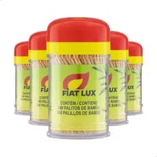 12 Paliteiros de Plastico com 240 Palitos de Dente de Bambu Resistente para Petiscos Fiat Lux