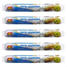 Rolo de Papel Alumínio Resistente para Alimentos e Receitas Culinarias Fiat Lux 30cmx4m 5un