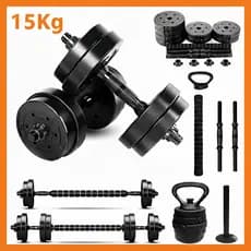 Kit Halteres de Anilhas Barras e Kettelbell Musculação Ajustável Tudo Esportes Treino completo casa