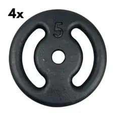 Kit 4 Anilhas 5kg de Ferro fundido Pintadas - 20kg Treino, Musculação