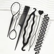 Conjunto de ferramentas de cabelo/trança de cabelo, cabeça esférica, botões de flores, pente de cabelo, trança de cabelo