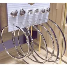 Conjunto de 6 pares de brincos de argola grandes redondos de metal