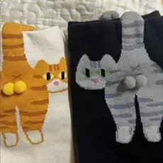 Engraçado cartoon gato meias engrossado senhoras respirável meias de algodão presente para os amantes do gato