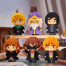 Brinquedo de montar blocos 3D do mago de Hogwarts em estilo cartoon, miniatura para decoração, presente de aniversário