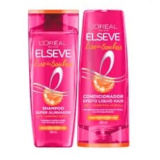 Kit Elseve Liso dos Sonhos: Shampoo + Condicionador 400ml. Anti-frizz, brilho e fios super alinhados