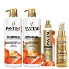Kit Pantene Antiqueda Shampoo 510ml + Condicionador + Óleo Capilar + Creme para Pentear