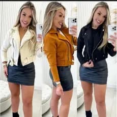 Jaqueta Feminina de Suede Estilosa Com Fivela Estilo confortável