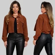 Jaqueta  Cotelê Elegante Femenino Moda tendencia 2026 Casual chic Inverno  P ao GG