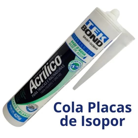 Adesivo Acrilico Cola Isopor Molduras Rodapé Sanca Gesso Tekbond 425g - Cola para Telhados