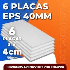 6 placas de isopor antichamas espessura 40mm (4cm) forro térmico acústico EPS