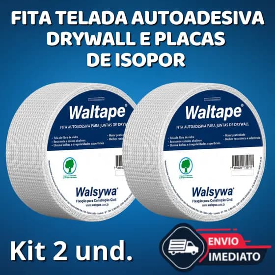 Fita Telada Drywall Branca Walsywa (Kit com 02 unidades)