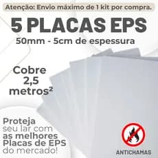 5 Placas de EPS Antichamas Espessura 50mm (5cm) Forro Térmico Acústico - Envio Imediato