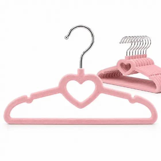 Kit 25 Cabides Rosa Infantil Fino Veludo Antideslizante