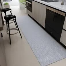 Tapete para pia Cozinha Passadeira 2 metros x 45cm 100% Algodão Artesanal com Antiderrapante Cinza