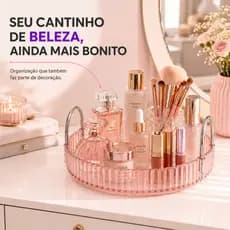 Organizador Maquiagem Bandeja Multiuso Cosmeticos Rosa Claro Transparente