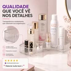Organizador de Canto para Maquiagem Perfumes e Skincare em Acrílico Transparente para Penteadeira