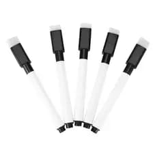 Kit 5 Canetas Pretas Para Quadro Branco Com Apagador E Imã