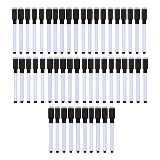 100 Canetas Preto Para Quadro Branco Com Apagador E Imã