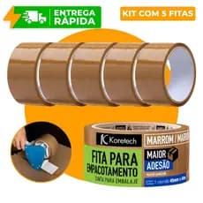 Fitas Empacotamento Adesiva Marrom Caixa Embalagem E-Commerce Papelão (45mm x 40m) Koretech
