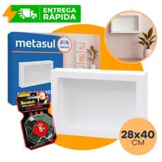 Nicho de Parede Sobrepor 28x40cm Banheiro Porta Shampoo Quarto Sala Multiuso Branco