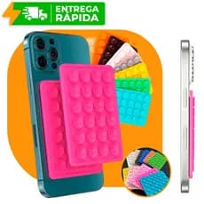Kit 2 Suportes De Silicones Com Ventosa Premium 3M Para Capinha Celular Uso Diário Cola Portátil