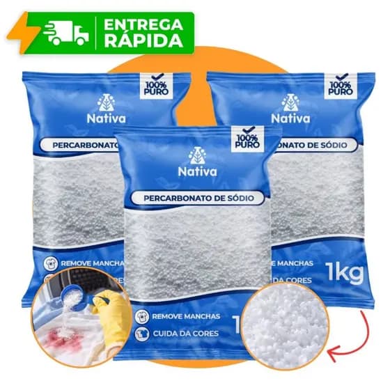 Percabonato de Sódio 100% Puro Tira Manchas Clareador Limpeza Sem Cloro Roupas Escuras Coloridas Limpeza em Geral