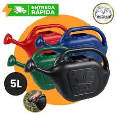 Regador Plástico 5 Litros com Bico Chuveiro Removível Metasul Alça Jardim Plantas Jardinagem Quintal