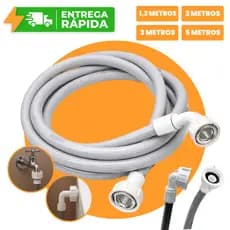 Mangueira de Entrada Máquina Lavar Reforçada 1.20M 2M 3M Agua Lavadora Cinza Universal Compatível