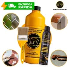 TF7 + Pincel Fundo Convertedor de Ferrugem E Base Líquida Original Limpa Prime Tubo 1 Litro 300ml
