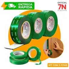 Fita Dupla Face Extra Forte 12mm x 2m 7N  Kit Fixação PVC Ripado Quadros Espelho Sem Furo