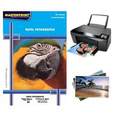 Papel Fotográfico Foto Glossy Brilhante 180g Resistente água Premium A4 MASTERPRINT