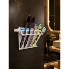 Porta Escovas de Dentes Organizador de Banheiro Suporte de Parede Porta Creme Dental Higiênico