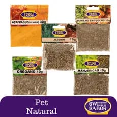 Kit 5 Temperos Naturais para Alimentação Natural de Cães e Gatos Preparo Caseiro Orgânicos 100g