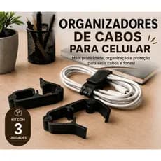 3 Organizadores de Cabos Dobrável Reutilizável | Porta Carregador USB, Fones e Fios | Compacto e Resistente