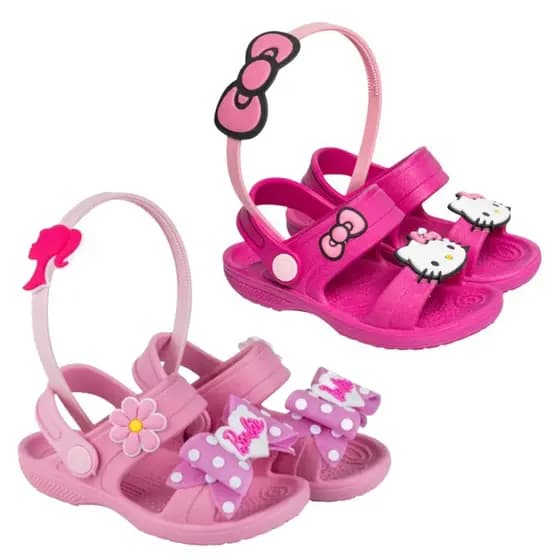 Kit 2 Sandalia Fashion Menina Infantil Personagem e Tiara