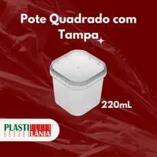 Pote Quadrado Plástico com tampa Lacre Bolo no Pote 220mL com 20, 40 e 60 Unidades