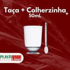 Mini Taça 50mL + Colherzinha Plastilânia para Doces e Sobremesas 50, 100 e 150 Unidades