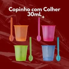 Copinho com Colher Neon 30mL Ideal para Doces, Brigadeiro e Festas