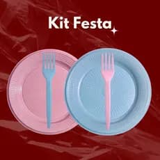 Kit Cor Candy Prato + Garfo Descartáveis Festa de Aniversário com 50 e 100 Unidades