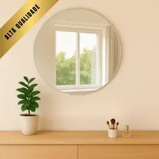 Espelho Redondo Decorativo Até 60cm Vidro Lapidado Sala Quarto Banheiro Parede Moderno