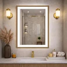 Espelho Com Led 3 Cores Touch Jateado Banheiro Quarto Maquiagem Penteadeira Iluminação Ajustável