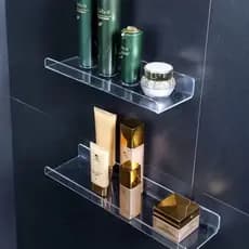 Prateleira Flutuante Acrílico Formato U Organizador Quarto Sala Cozinha Suporte Tênis Bonecos Temperos Shampoo