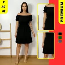 Vestido Plus Size Lastex Ciganinha Ombro a Ombro Tecido Duna