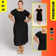 Vestido Midi Evangélico Plus Size Rodado Duas Marias Manga Curta M ao G3