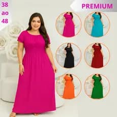 Vestido Longo Feminino Plus Size Moda Evangélica Manga Curta