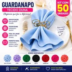 Kit 50 Guardanapos de Tecido Duna 45x45 Mesa Posta Casamento Festa