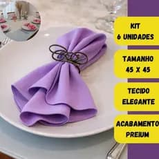 Kit 06 Guardanapos em Tecido Premium - Acabamento em Bainha - Tamanho 45 X 45cm - Várias cores