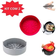2 formas de silicone para fritadeira airfryer 2 litros cesto protetor